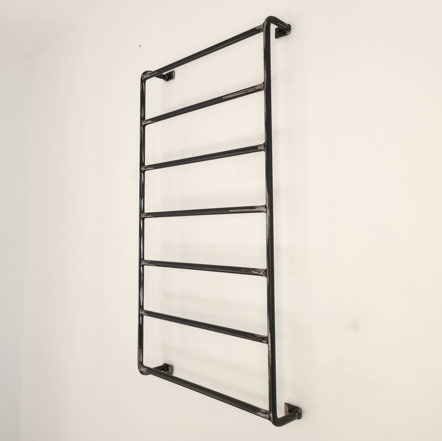 Rustic Towel Rail | Wall Mounted Towel Holder | Handmade Wood & Steel Rail | Bathroom Storage | UK Made