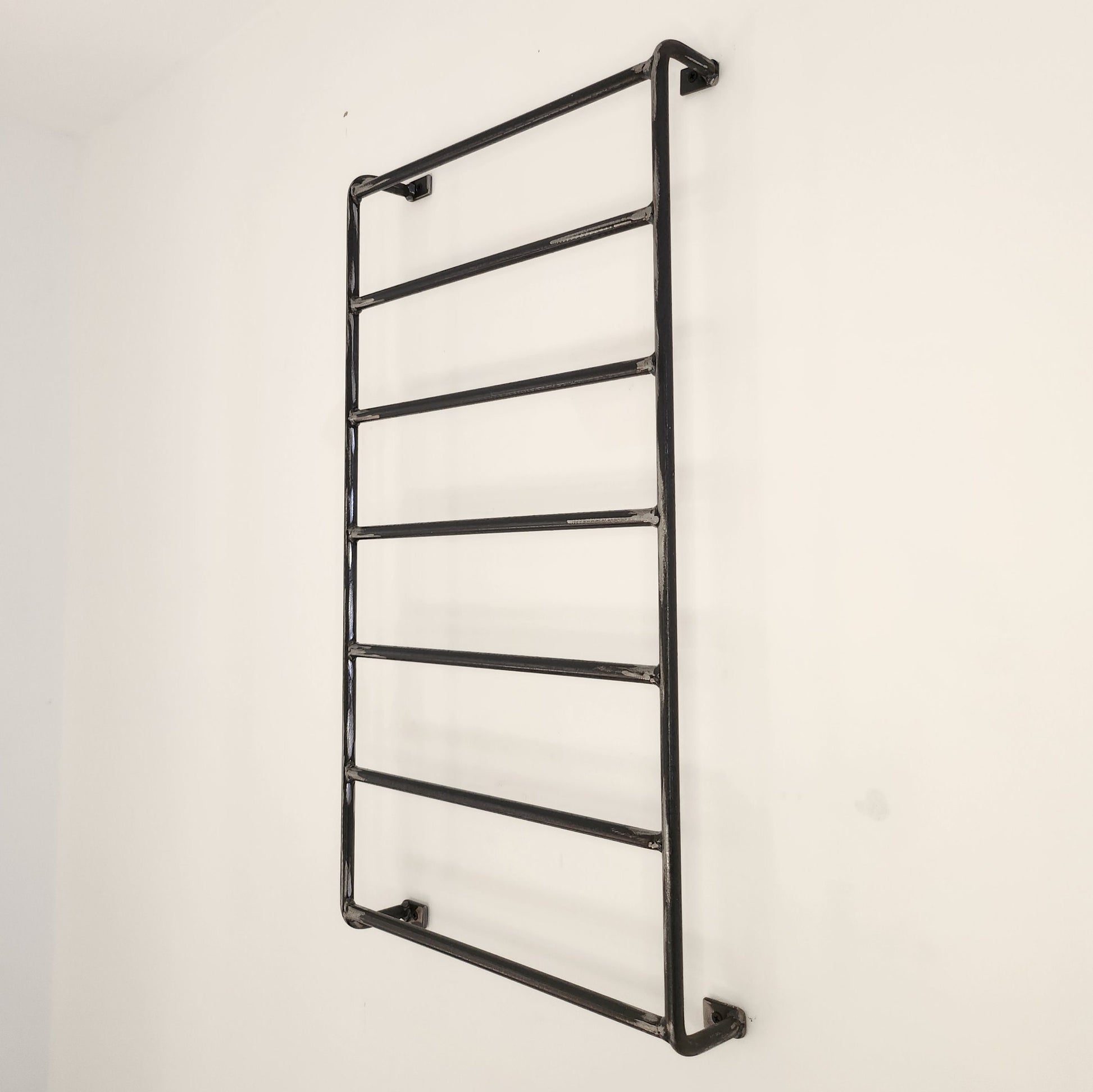 Rustic Towel Rail | Wall Mounted Towel Holder | Handmade Wood & Steel Rail | Bathroom Storage | UK Made