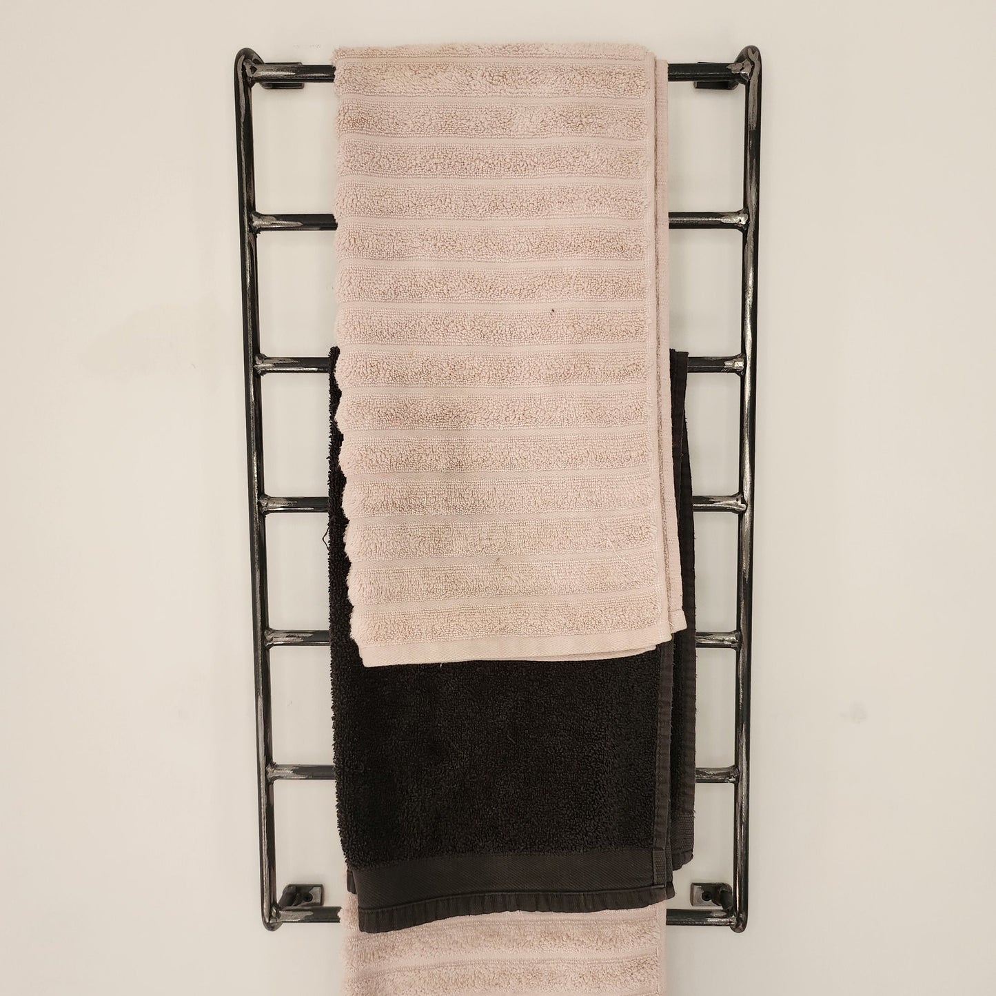 Rustic Towel Rail | Wall Mounted Towel Holder | Handmade Wood & Steel Rail | Bathroom Storage | UK Made