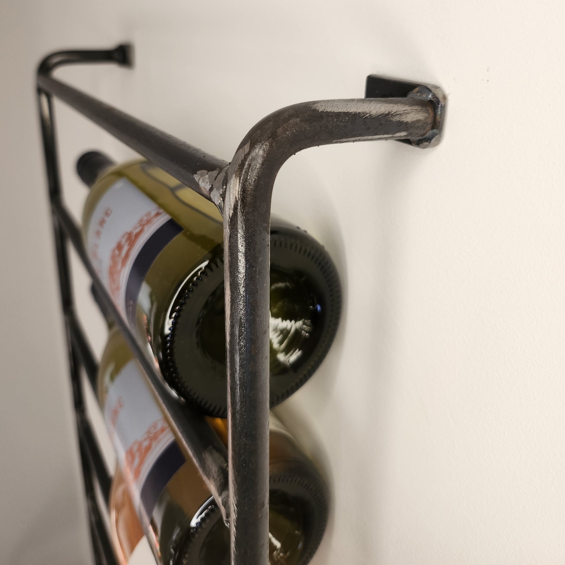 Rustic Wine Rack | Industrial Wall Wine Storage | Handmade Wood & Steel Bottle Rack | UK Made Bar Shelf