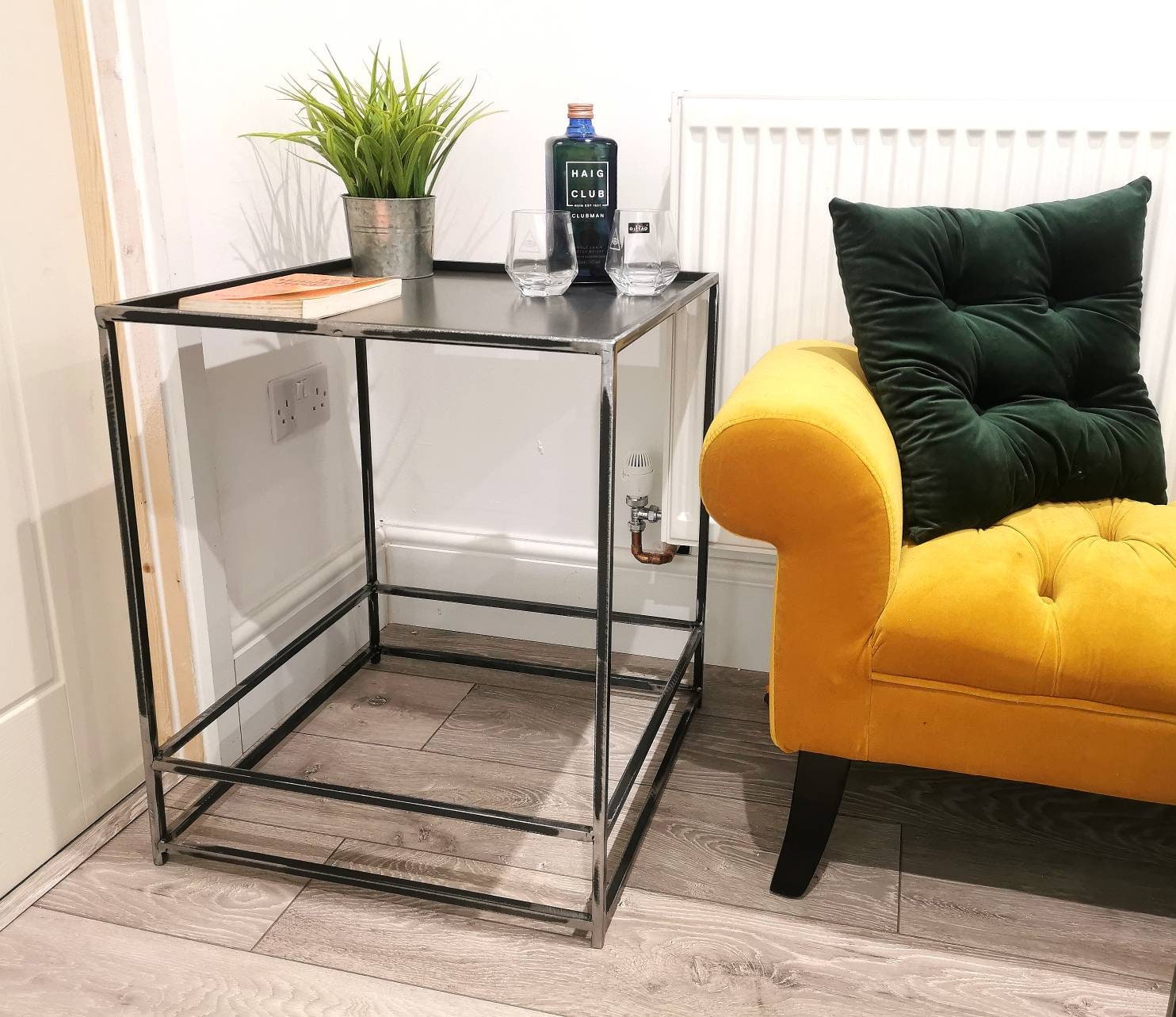 Super Modern Steel Side Table | Industrial Metal End Table | Handmade Raw Steel Furniture | UK Made Minimalist Table