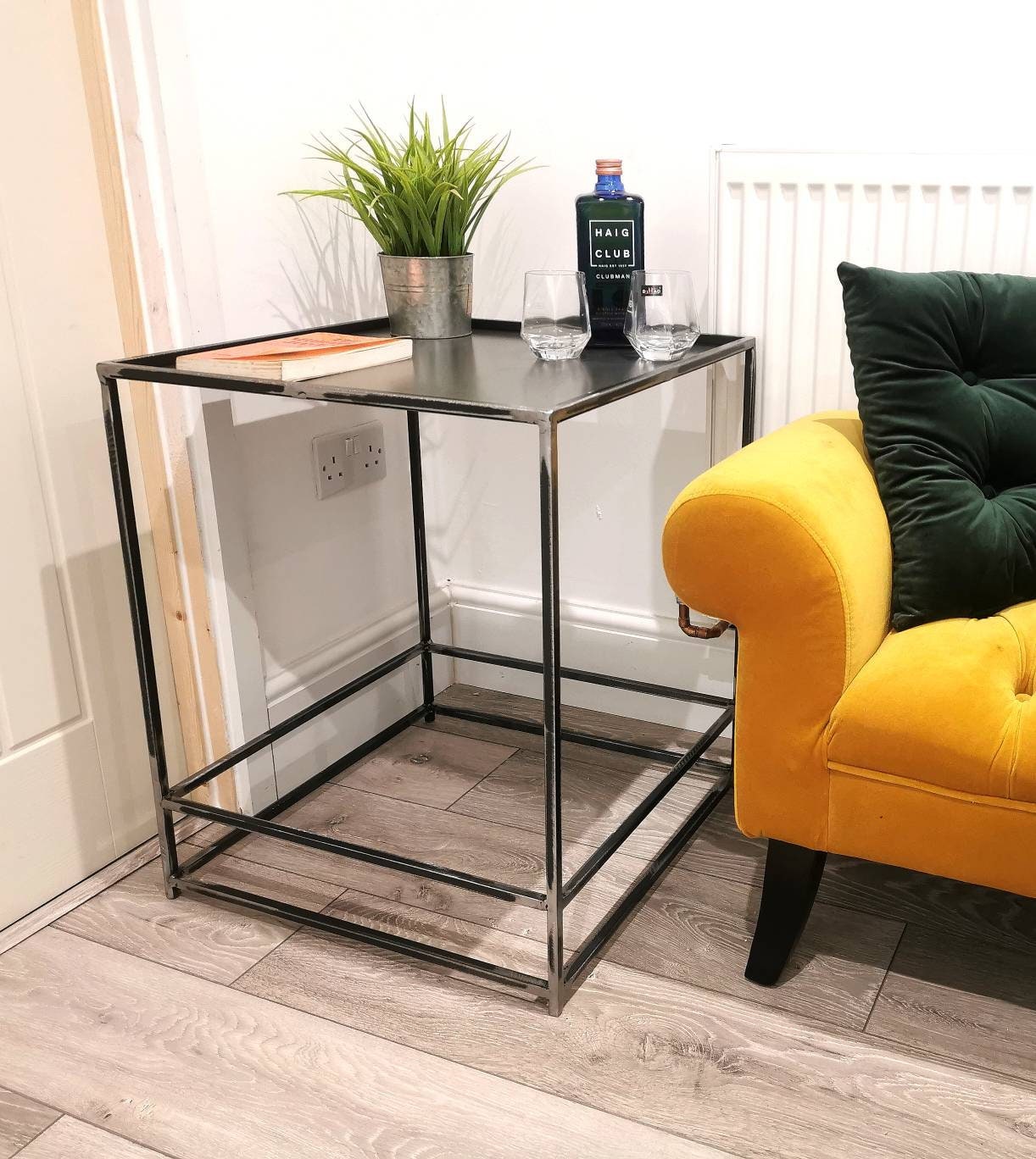 Super Modern Steel Side Table | Industrial Metal End Table | Handmade Raw Steel Furniture | UK Made Minimalist Table