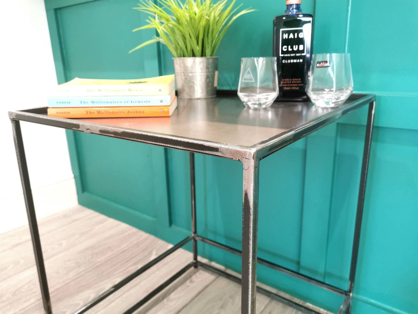 Super Modern Steel Side Table | Industrial Metal End Table | Handmade Raw Steel Furniture | UK Made Minimalist Table