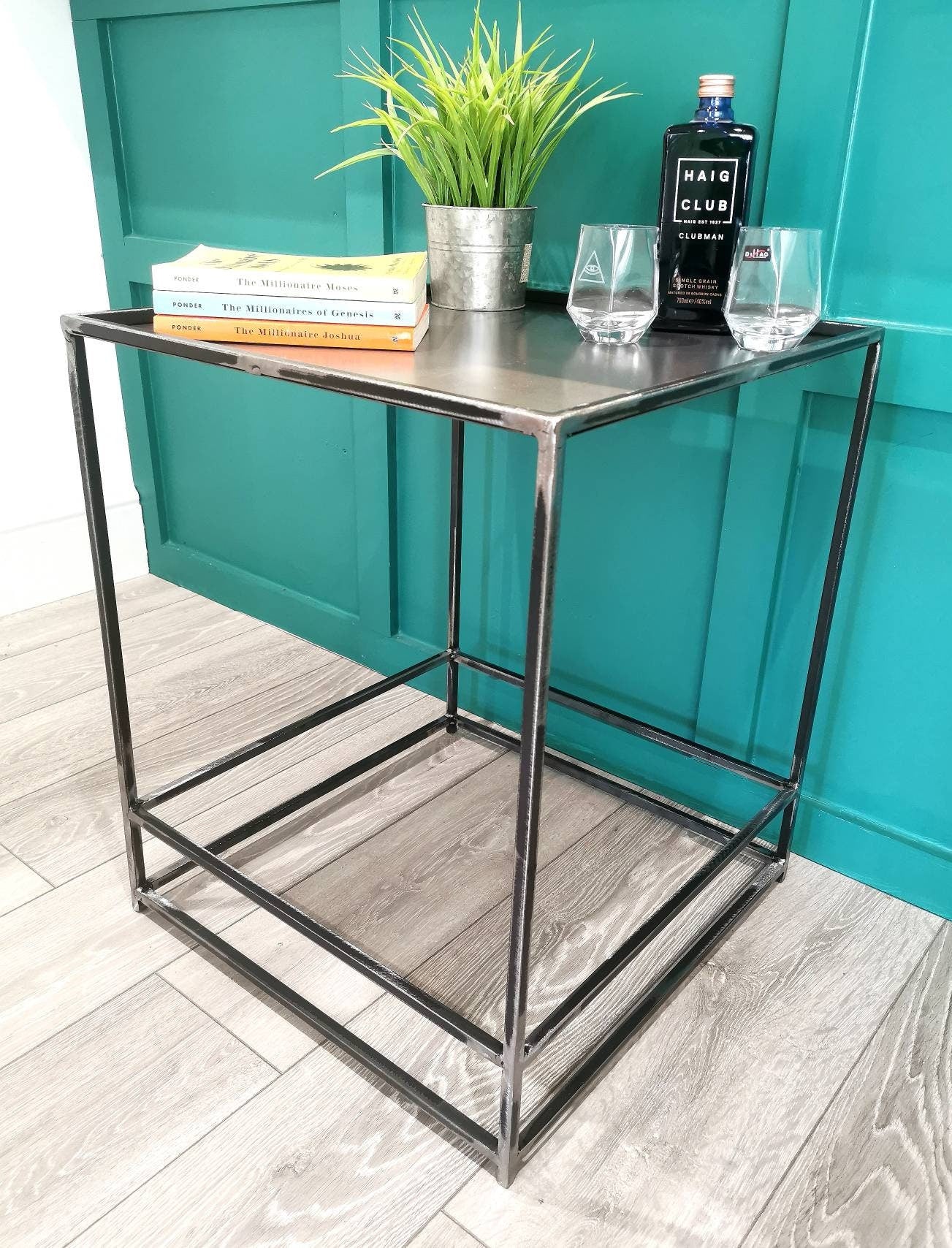 Super Modern Steel Side Table | Industrial Metal End Table | Handmade Raw Steel Furniture | UK Made Minimalist Table