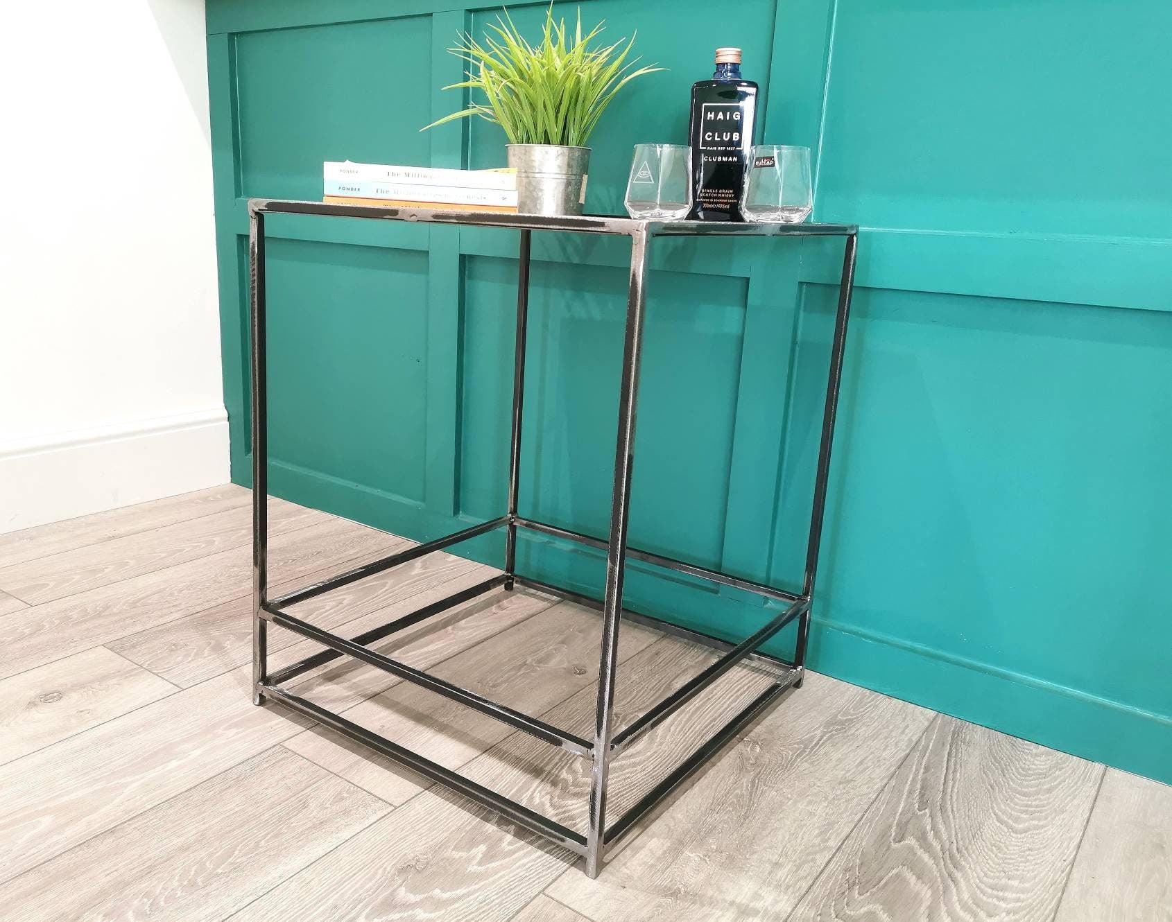 Super Modern Steel Side Table | Industrial Metal End Table | Handmade Raw Steel Furniture | UK Made Minimalist Table