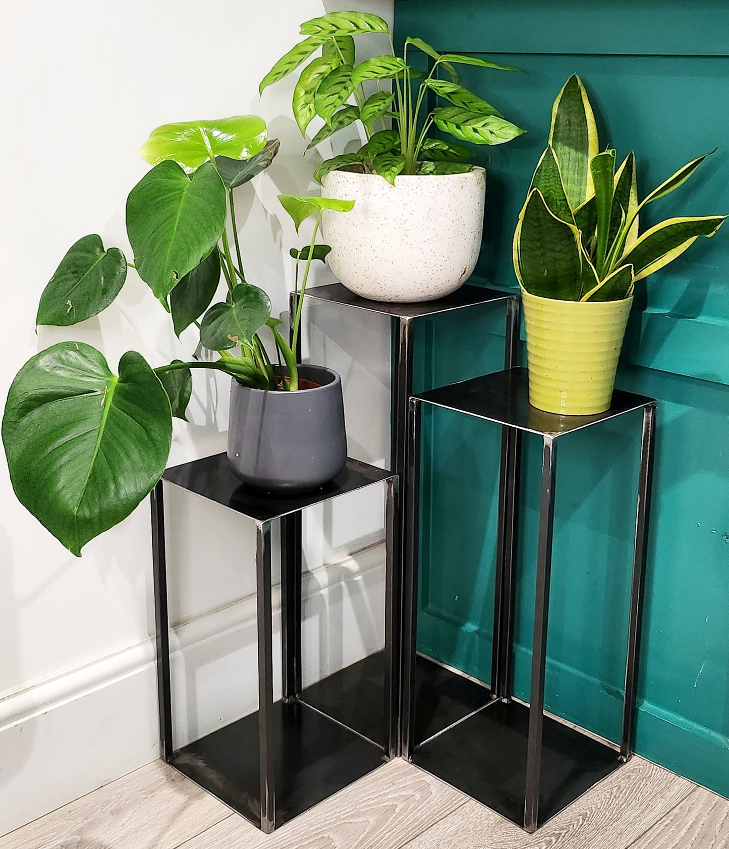 Tall Industrial Metal Plant Stand | Side Table & Display Stand | Handmade Raw Steel Home Decor | UK Made Furniture