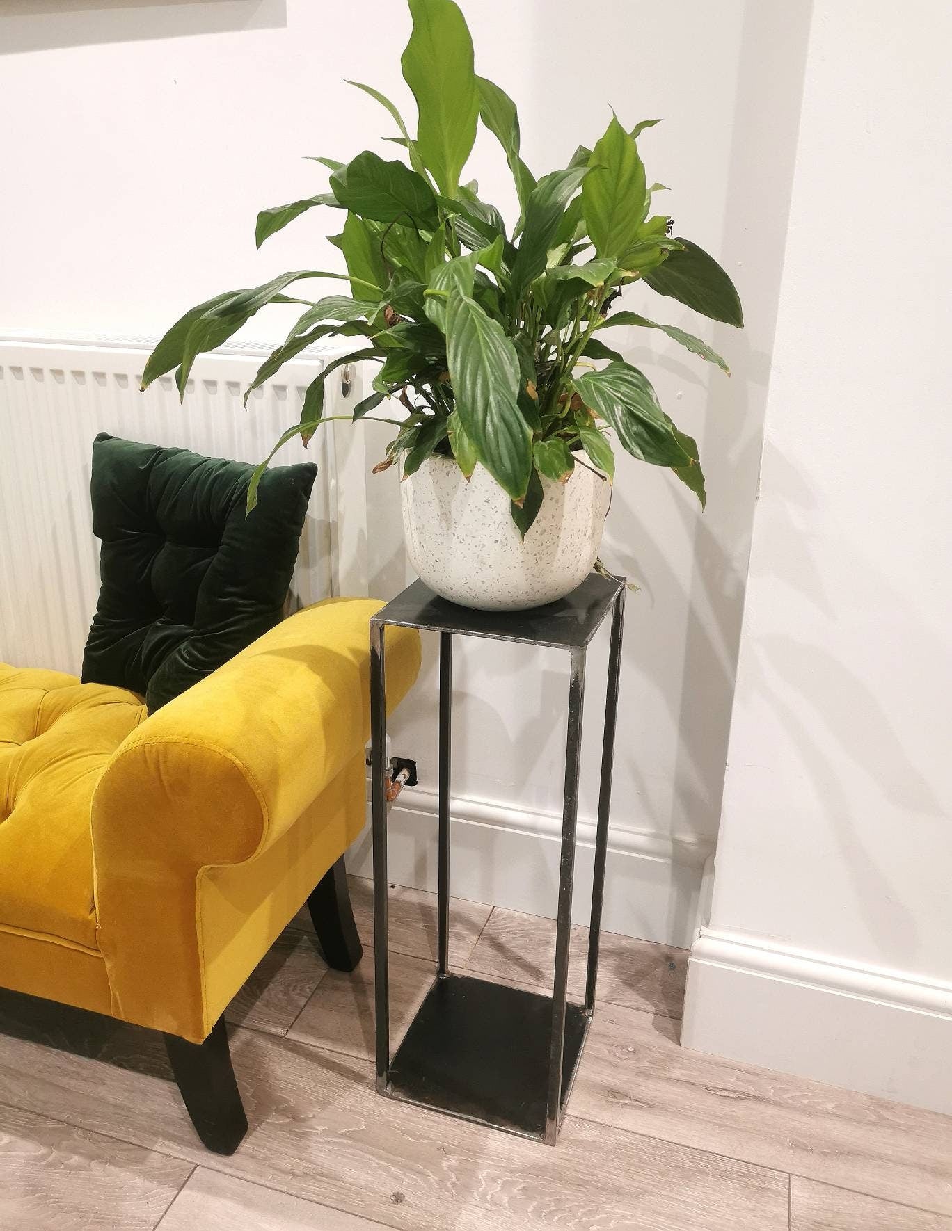 Tall Industrial Metal Plant Stand | Side Table & Display Stand | Handmade Raw Steel Home Decor | UK Made Furniture