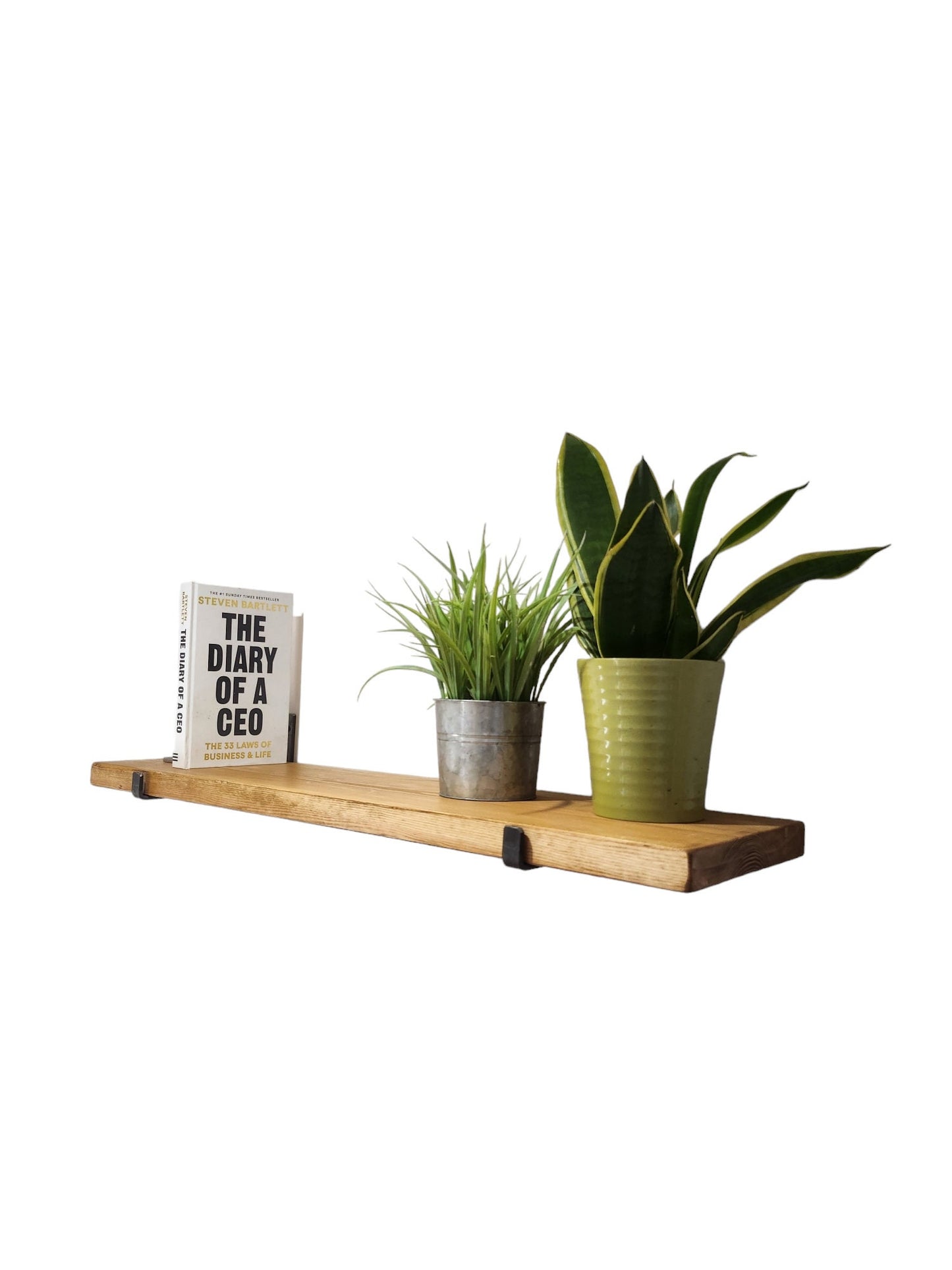 Thick Rustic Shelf With Industrial J Brackets – Handmade Wall Shelf – Heavy Duty Wood Shelf – UK Made – Free UK Delivery