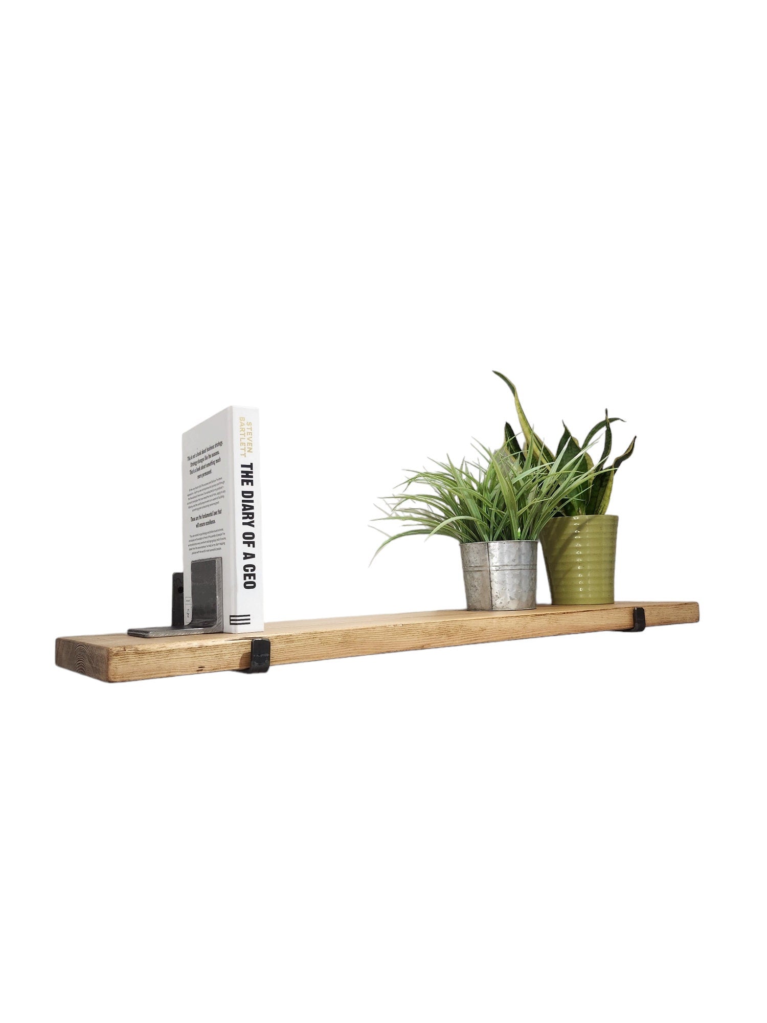 Thick Rustic Shelf With Industrial J Brackets – Handmade Wall Shelf – Heavy Duty Wood Shelf – UK Made – Free UK Delivery