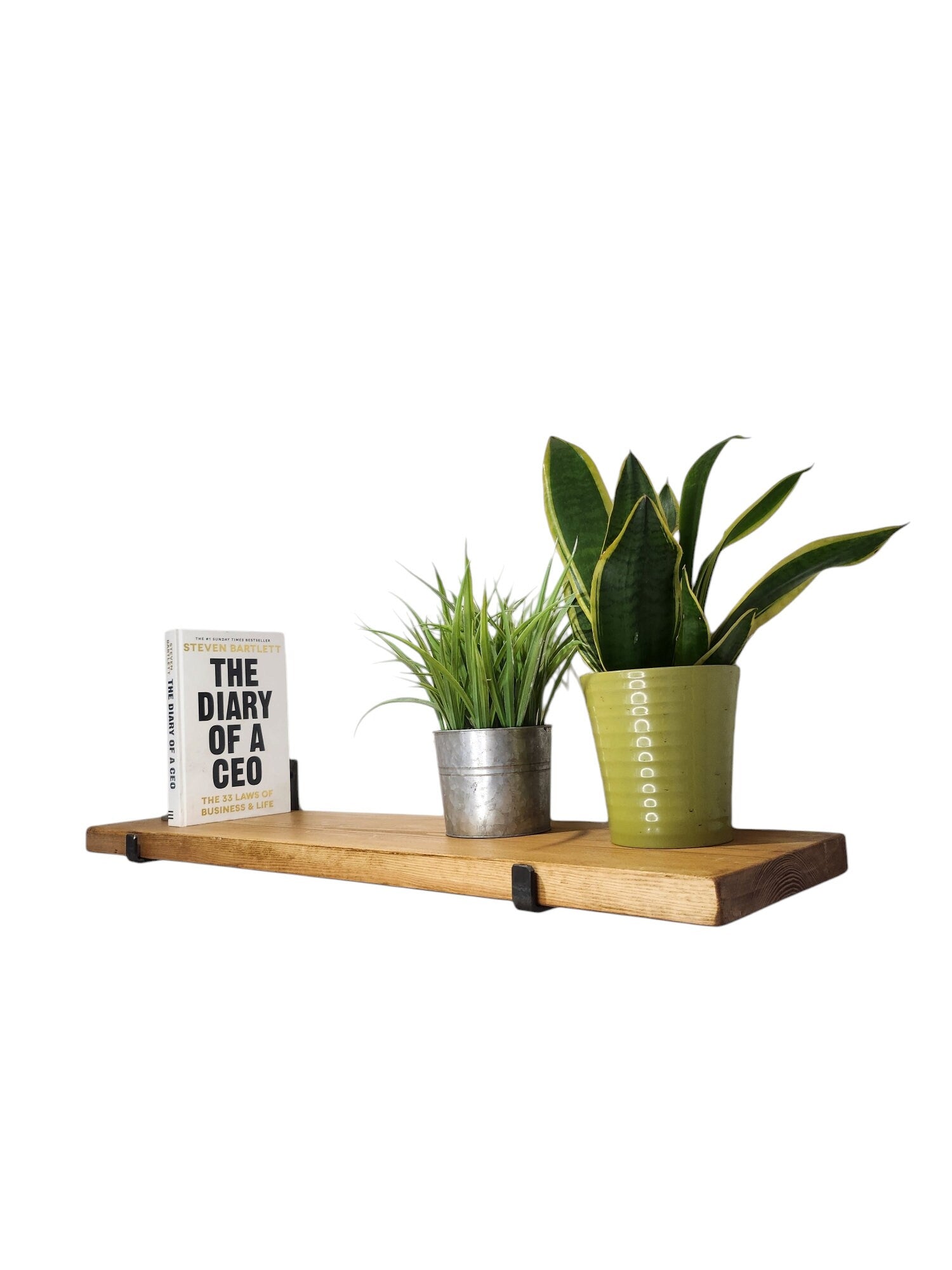 Thick Rustic Shelf With Industrial J Brackets – Handmade Wall Shelf – Heavy Duty Wood Shelf – UK Made – Free UK Delivery