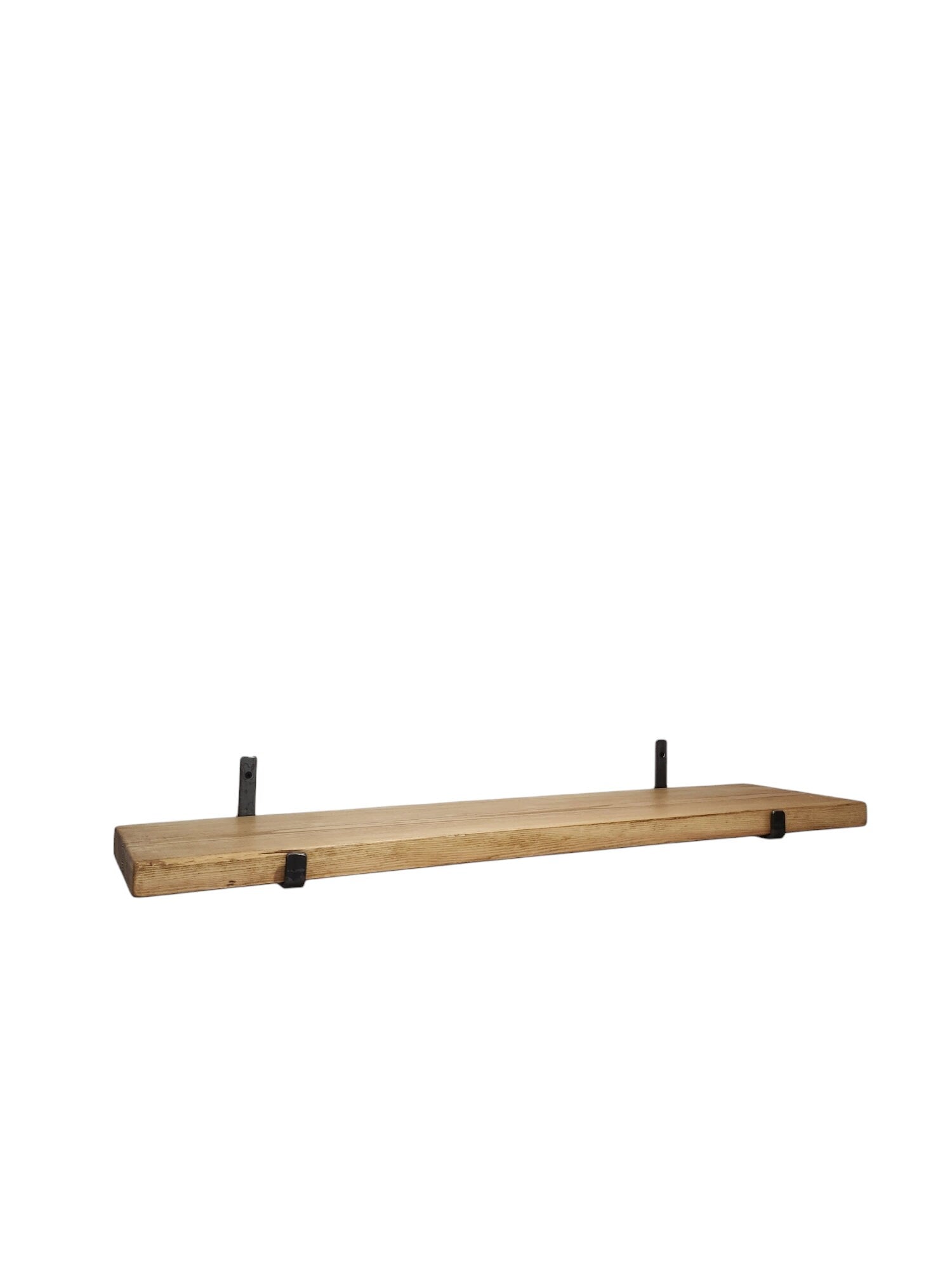 Thick Rustic Shelf With Industrial J Brackets – Handmade Wall Shelf – Heavy Duty Wood Shelf – UK Made – Free UK Delivery