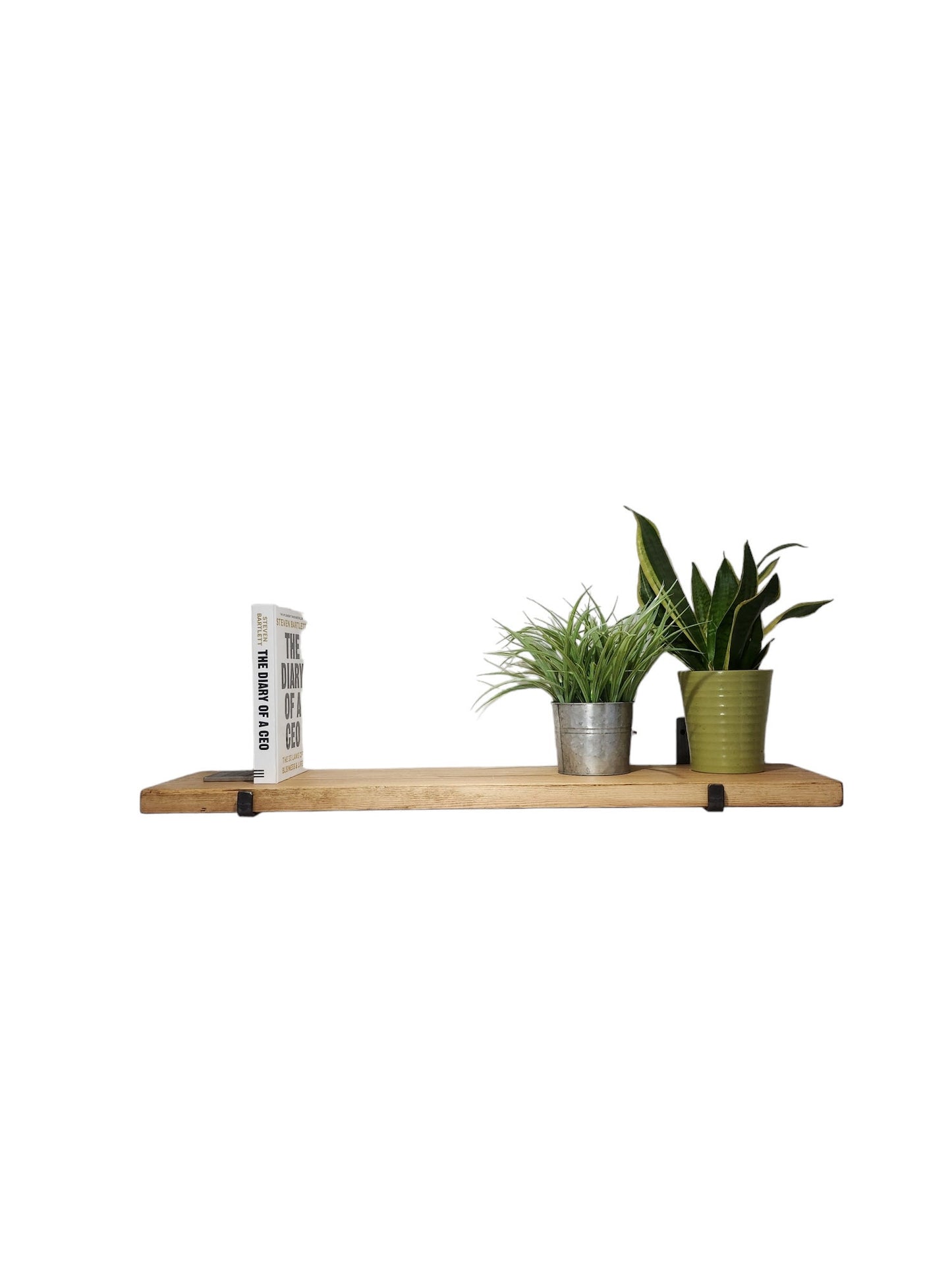 Thick Rustic Shelf With Industrial J Brackets – Handmade Wall Shelf – Heavy Duty Wood Shelf – UK Made – Free UK Delivery