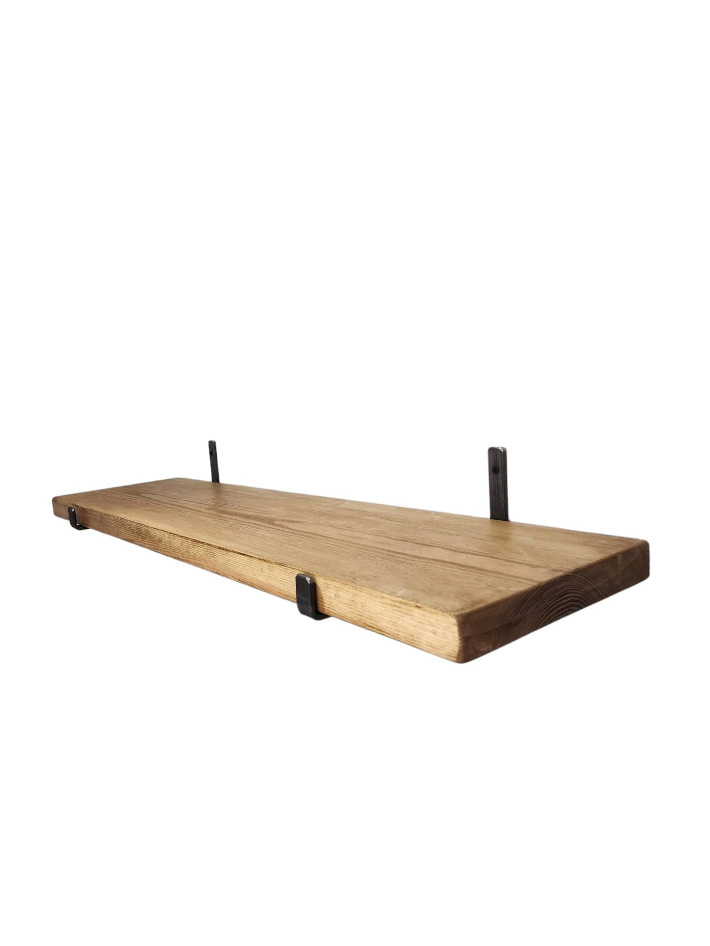 Thick Rustic Shelf With Industrial J Brackets – Handmade Wall Shelf – Heavy Duty Wood Shelf – UK Made – Free UK Delivery