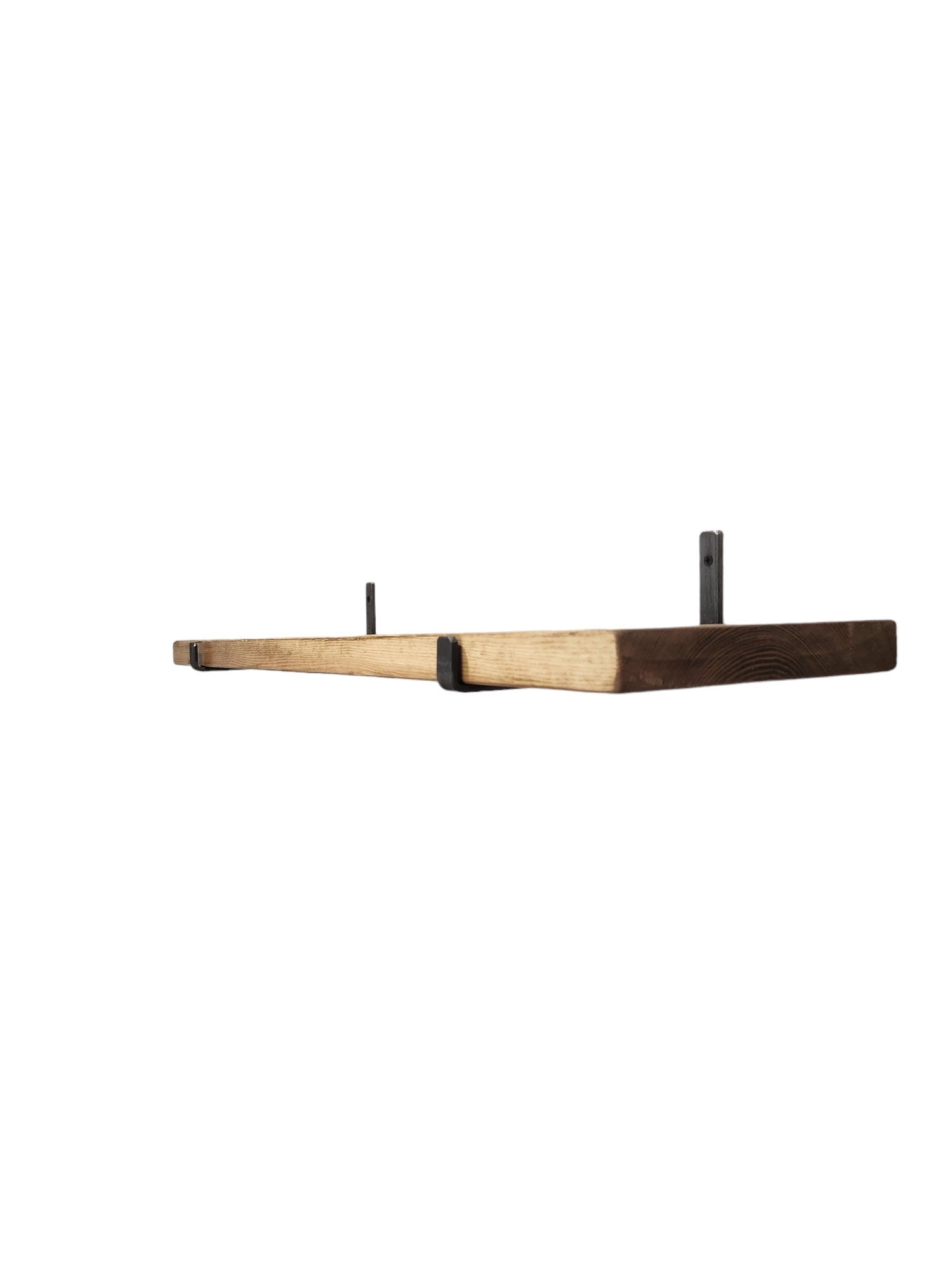 Thick Rustic Shelf With Industrial J Brackets – Handmade Wall Shelf – Heavy Duty Wood Shelf – UK Made – Free UK Delivery