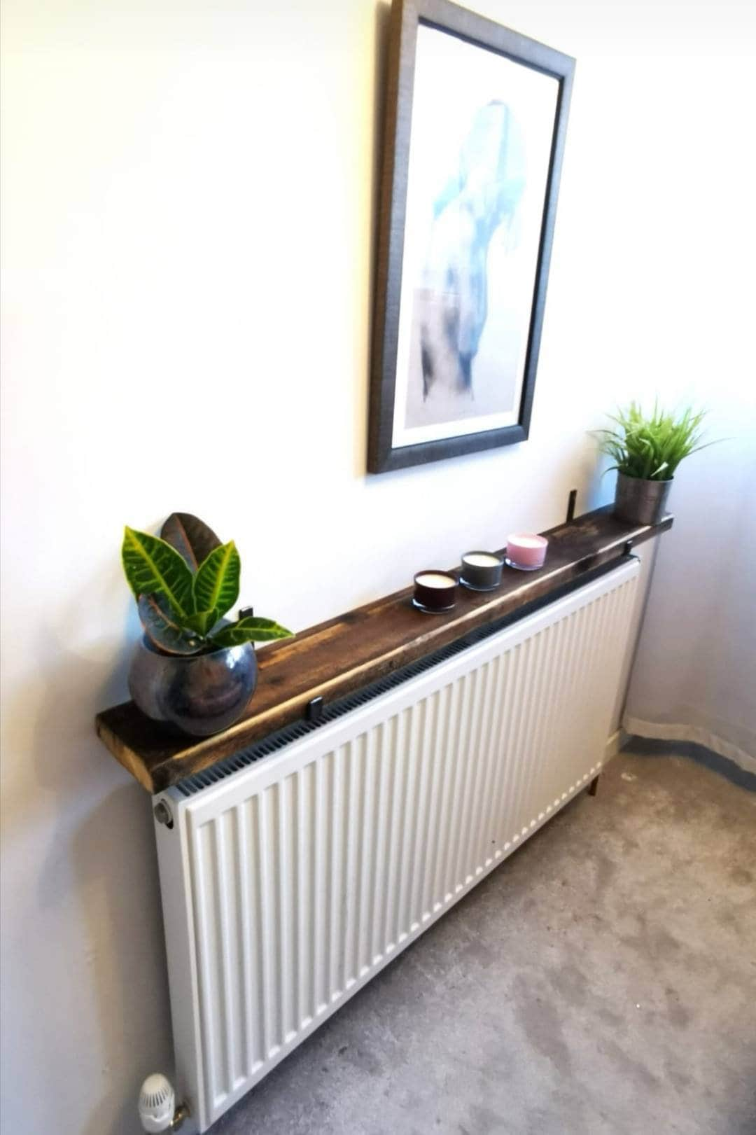 Rustic Radiator Shelf / Cover - Reclaimed Scaffold Board 13cm Shelf with Heavy Duty J Brackets - Console Table