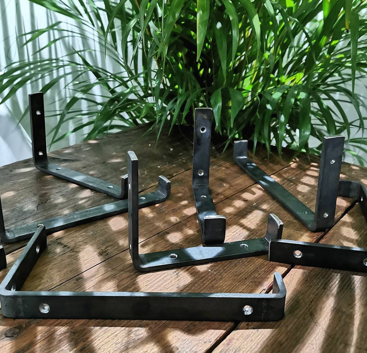 Raw Steel Shelving Brackets - J Brackets - Heavy Duty - Variety Of Sizes - DIY Shelf Bracket