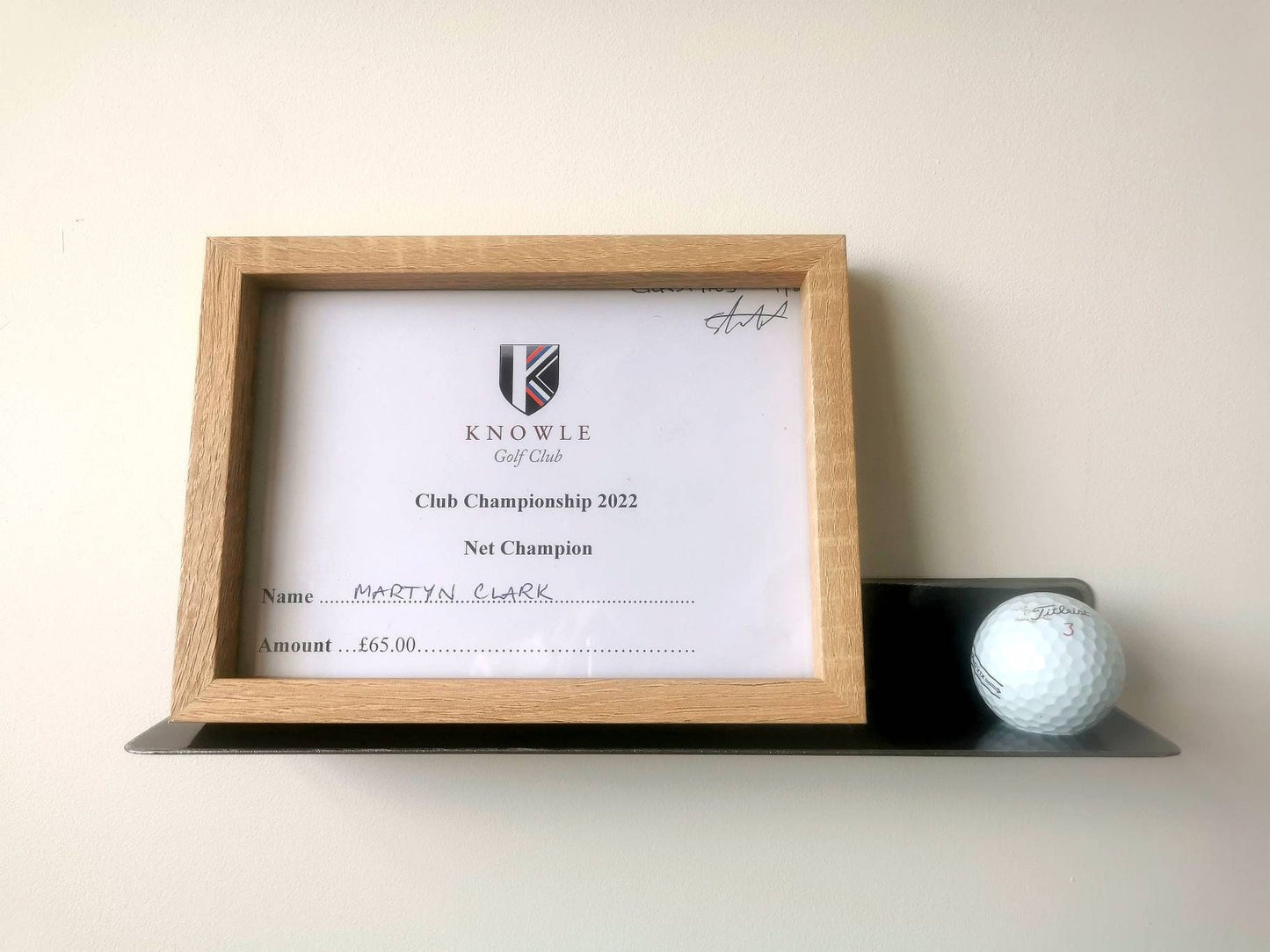 Golf Ball Display Shelf - Hole in One - Golf Memorabilia - Golf Ball Holder