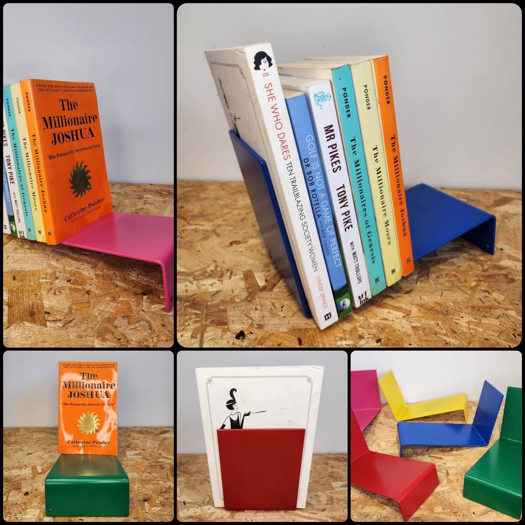 Coloured Metal Book Stand - Book Display - Metal Bookend - Contemporary Book Stand - Powder Coated