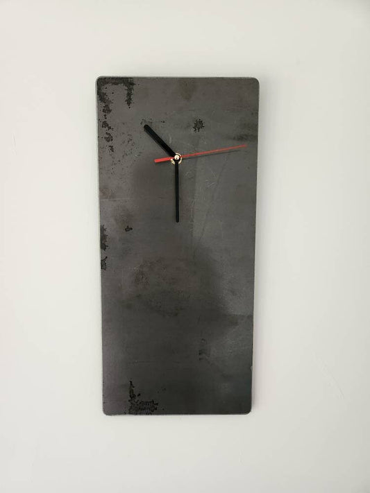 Raw Steel Wall Clock - Rectangle Clock - Metal Clock - Industrial Clock - Time Piece