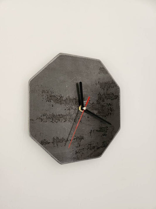 Raw Steel Wall Clock - Octo Clock - Metal Clock - Industrial Clock - Time Piece